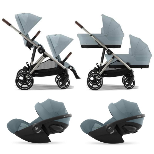 Cybex Trio Gemellare Gazelle S TPE Stormy Blue con Cloud G3 Plus