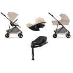 Cybex 4 in 1 Melio Carbon Almond Beige con Cloud G3 Plus I-Size e Isofix