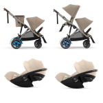 Cybex Gemellare e-Gazelle S TPE Almond Beige con 2 Cloud G Plus