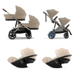 Cybex Trio Gemellare e-Gazelle S TPE Almond Beige e Cloud G3 Plus