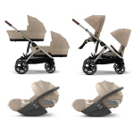 Cybex Trio Gemellare Gazelle S TPE Almond Beige con Cloud T Plus