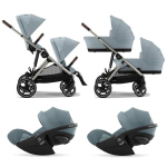 Cybex Trio Gemellare Gazelle S TPE Stormy Blue con Cloud G3 Plus