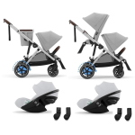 Cybex Gemellare e-Gazelle S SLV Stone Grey con 2 Cloud G i-Size