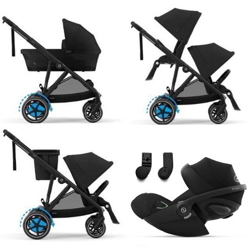 Cybex Trio Fratellare e-Gazelle S BLK Moon Black con Cloud G i-Size
