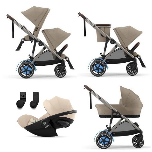 Cybex Trio Fratellare e-Gazelle S Almond Beige con Cloud G3 i-Size Plus