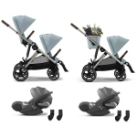 Cybex Gemellare Gazelle S TPE Stormy Blue con 2 Cloud T I-Size