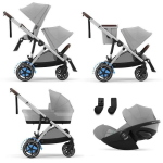 Cybex Trio Fratellare e-Gazelle S SLV Stone Grey con Cloud G I-Size Plus