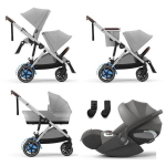 Cybex Trio Fratellare e-Gazelle S SLV Ston Grey con Cloud T i-Size