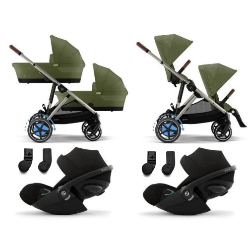 Cybex Trio Gemellare e-Gazelle S Moss Green con Cloud G i-Size Plus 
