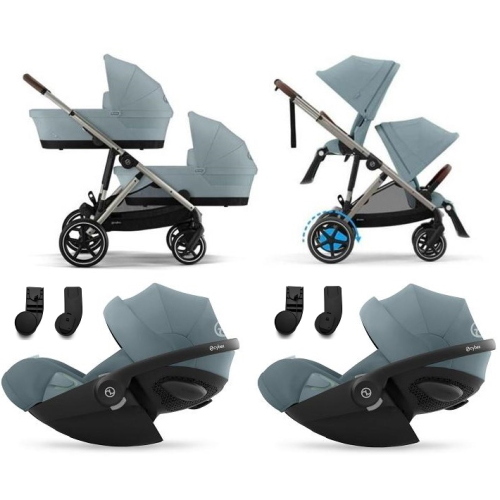 Cybex Trio Gemellare e-Gazelle S Stormy Blue e Cloud G3 i-Size Plus