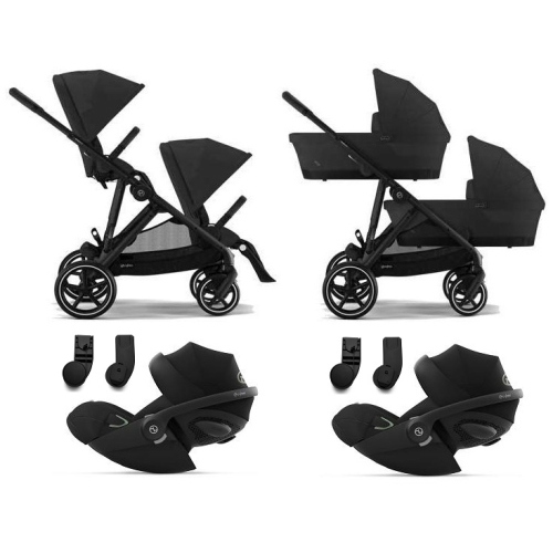 Cybex Trio Gemellare Gazelle S BLK Moon Black con Cloud G i-Size