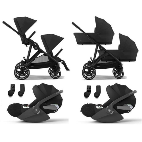 Cybex Trio Gemellare Gazelle S Moon Black con Cloud T i-Size
