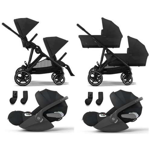 Cybex Trio Gemellare Gazelle S BLK Moon Black con Cloud T i-Size Plus