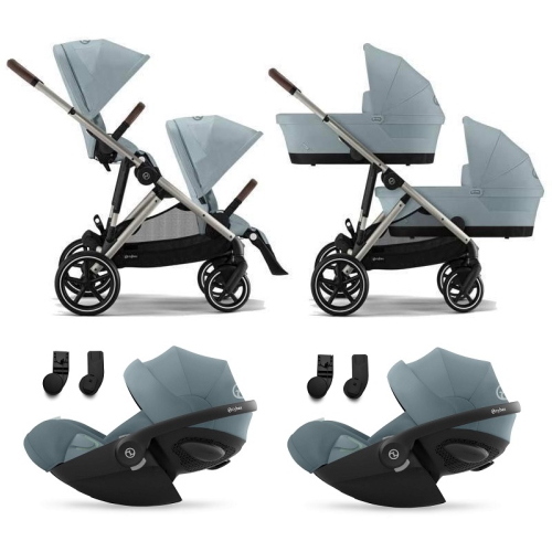 Cybex Trio Gemellare Gazelle S Stormy Blue con Cloud G3 i-Size Plus