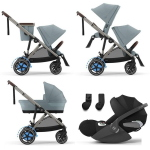 Cybex Trio Fratellare e-Gazelle S TPE Stormy Blue con Cloud T i-Size