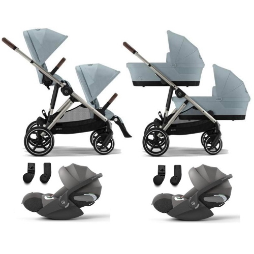 Cybex Trio Gemellare Gazelle S Stormy Blue con Cloud T i-Size