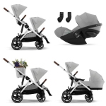 Cybex Trio Fratellare Gazelle S SLV Stone Grey con Cloud G i-Size Plus