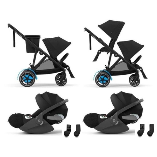 Cybex Gemellare e-Gazelle S BLK Moon Black con 2 Cloud T