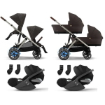 Cybex Trio Gemellare e-Gazelle S Tpe Chocolate Brown con Cloud T I-Size
