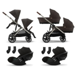 Cybex Trio Gemellare Gazelle S Tpe Chocolate Brown con Cloud G I-Size Plus
