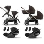 Cybex Trio Gemellare Gazelle S Tpe Chocolate Brown con Cloud T I-Size