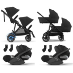 Cybex Trio Gemellare e-Gazelle S BLK Moon Black con Cloud T i-Size