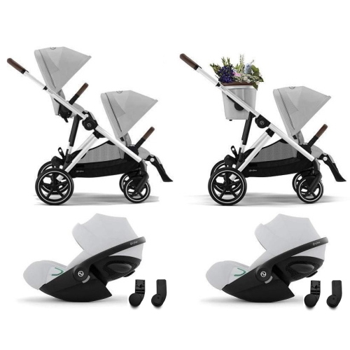 Cybex Gemellare Gazelle S SLV Stone Grey con 2 Cloud G i-Size