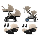Cybex Trio Gemellare e-Gazelle S Almond Beige e Cloud G3 i-Size Plus