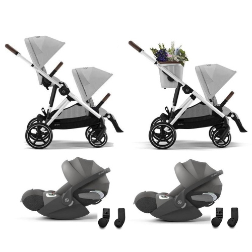 Cybex Gemellare Gazelle S SLV Stone Grey con 2 Cloud T i-Size