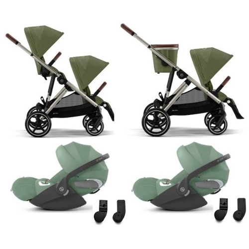 Cybex Gemellare Gazelle S TPE Moss Green con 2 Cloud T Plus i-Size