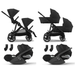 Cybex Trio Gemellare Gazelle S Moon Black con Cloud T i-Size