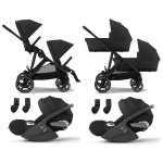 Cybex Trio Gemellare Gazelle S BLK Moon Black con Cloud T i-Size Plus