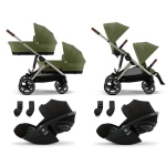 Cybex Trio Gemellare Gazelle S Moss Green con Cloud G i-Size Plus