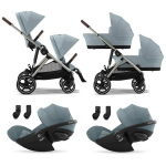 Cybex Trio Gemellare Gazelle S Stormy Blue con Cloud G3 i-Size Plus