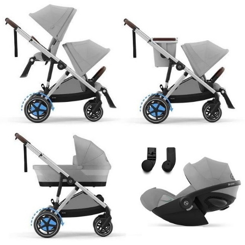 Cybex Trio Fratellare e-Gazelle S SLV Stone Grey con Cloud G I-Size Plus