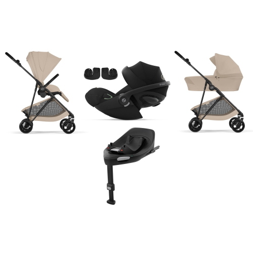 Cybex 4 in 1 Melio Carbon Almond Beige con Cloud G3 I-Size e isofix