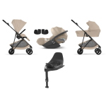 Cybex 4 in 1 Melio Carbon Almond Beige con Cloud T Plus i-Size e isofix