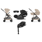 Cybex 4 in 1 Melio Carbon Almond Beige con Cloud T i-Size e isofix