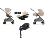 Cybex 4 in 1 Melio Carbon Almond Beige con Cloud G3 Plus I-Size e Isofix