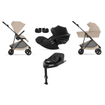Cybex 4 in 1 Melio Carbon Almond Beige con Cloud G I-Size e isofix