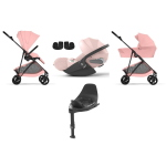 Cybex 4 in 1 Melio Carbon Candy Pink con Cloud T Plus i-Size e Isofix