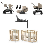 Kit Nascita Neonato Cybex Gazelle 4 in 1 Almond Beige e Stokke Sleepi V3 Natural