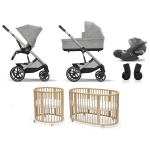 Kit Nascita Neonato Trio Cybex Balios Grey con Stokke Sleepi V3 Natural