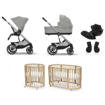 Kit Nascita Neonato Trio Cybex Balios Grey con Stokke Sleepi V3 Natural