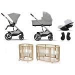 Kit Nascita Neonato Trio Cybex Balios Grey con Stokke Sleepi V3 Natural