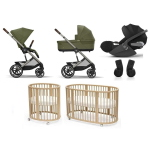 Kit Nascita Neonato Trio Cybex Balios Moss Green con Stokke Sleepi V3 Natural