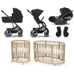 Kit Neonato Trio Cybex Balios S Lux Moon Black e Stokke Sleepi V3 Natural