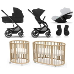 Kit Neonato Trio Cybex Balios Black-Fog Grey e Stokke Sleepi V3 Natural