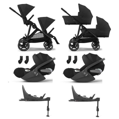 Cybex 4 in 1 Gemellare Gazelle S BLK Moon Black con Isofix