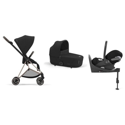 Cybex Mios 4-in-1 Sepia Black con telaio Rosegold Cloud T e Base T Isofix